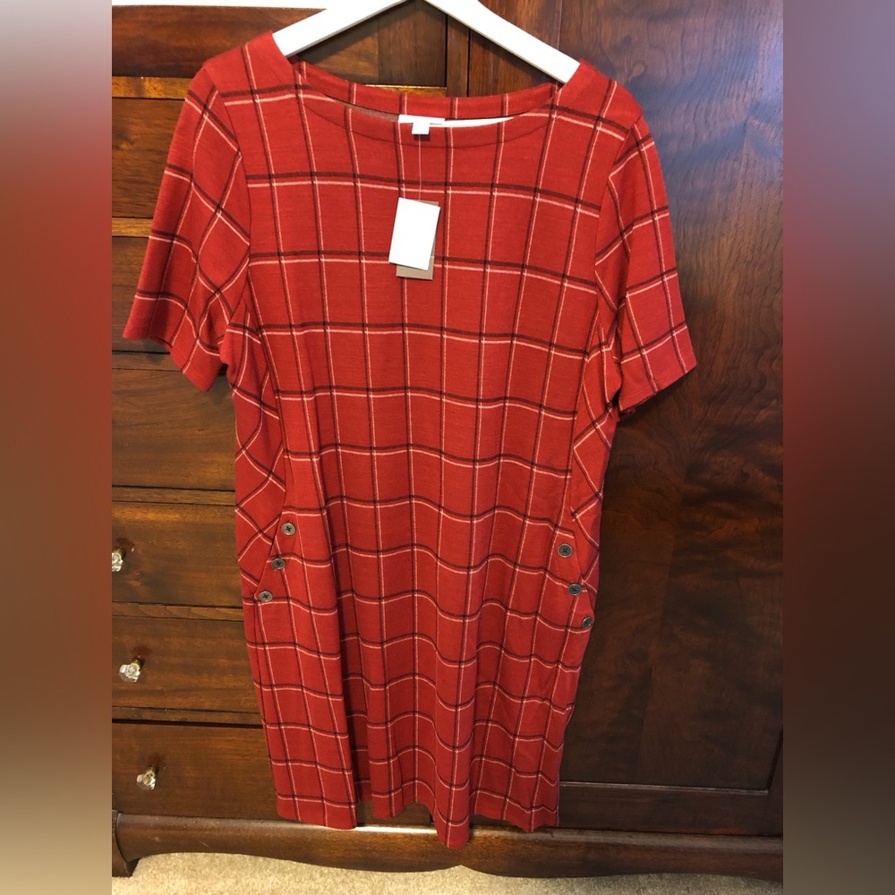J. Jill Petite Large Plaid Ponte Dress NWT